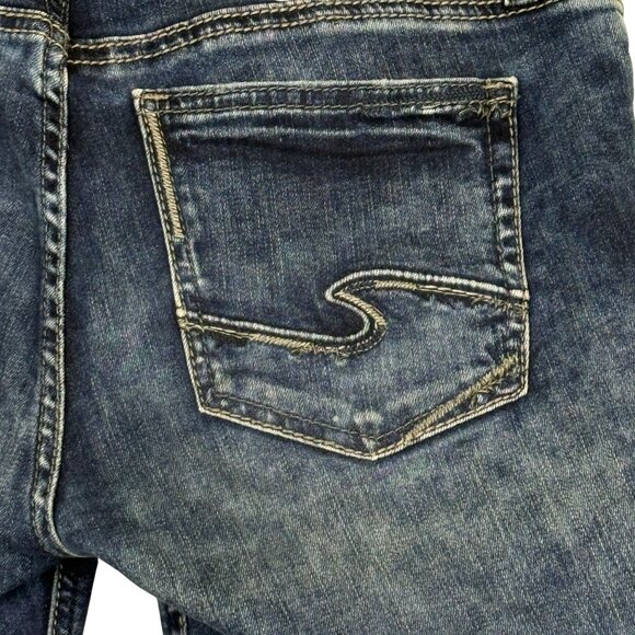 Silver Jeans Elyse Skinny W27 L29 (32 x 28) Mid Rise Dark Wash Stretch Denim - Picture 10 of 12